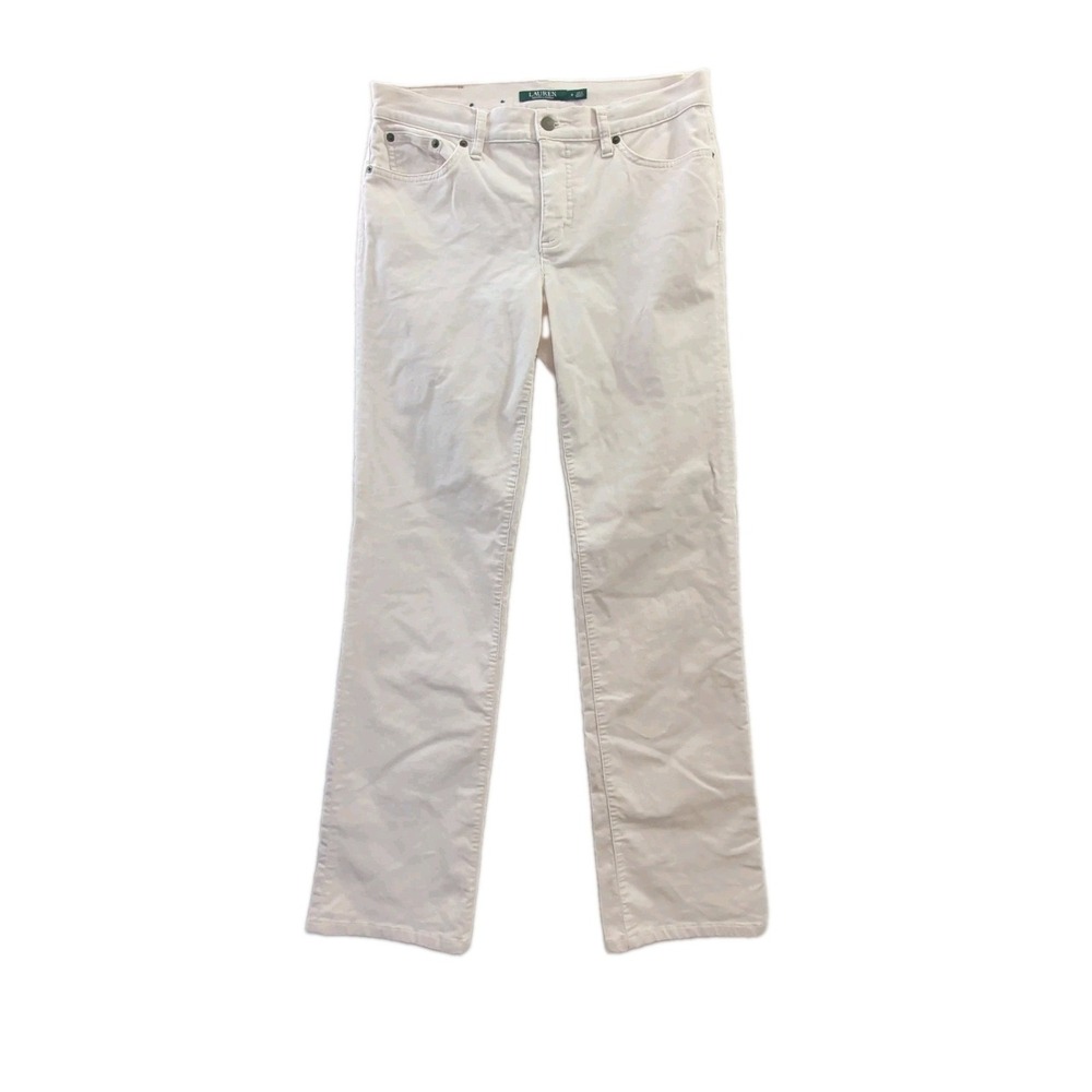 Lauren Ralph Lauren Corduroy Jeans Womens 6 White Stretch Straight Leg Preppy